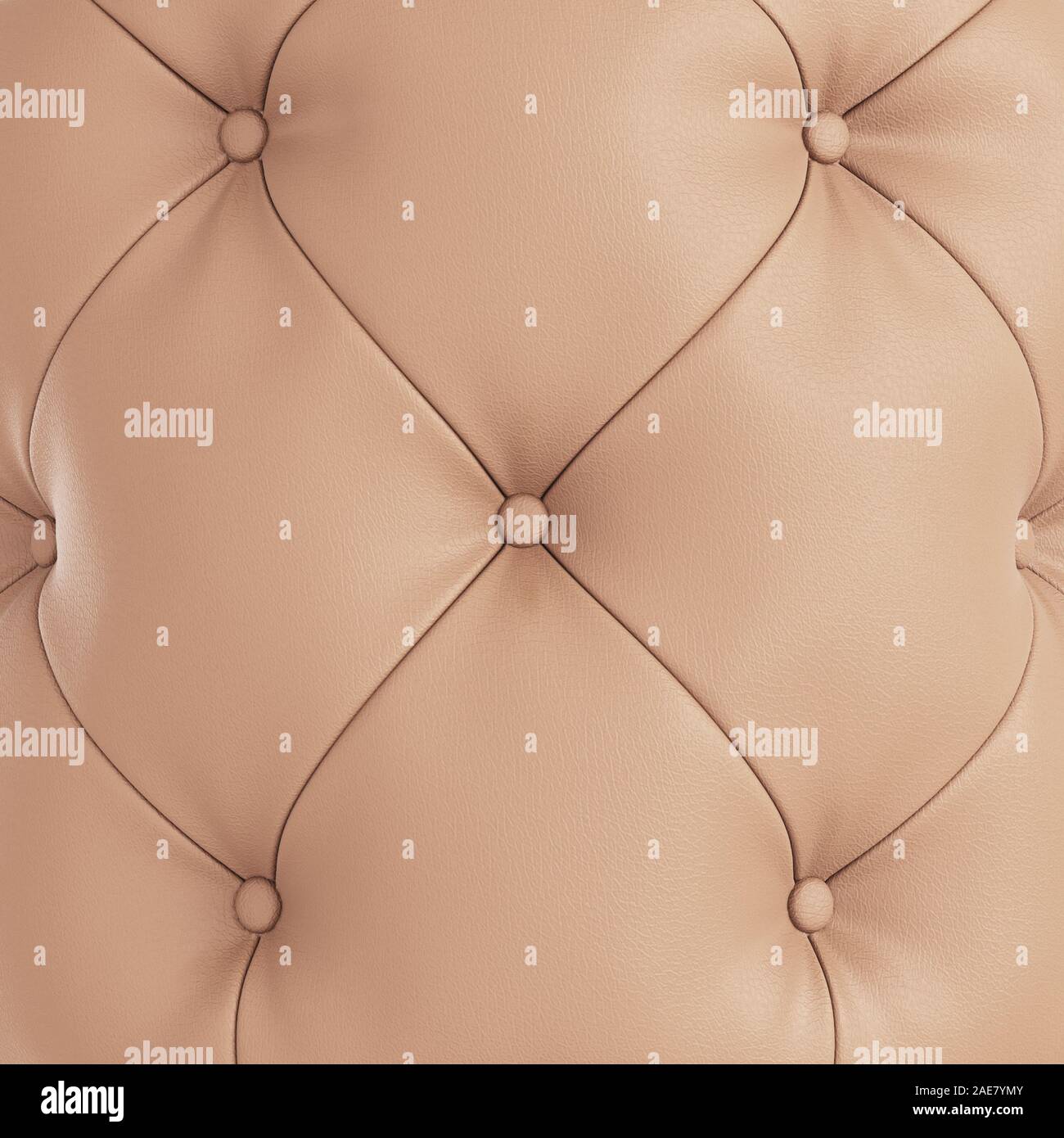 Quilted soft leather brown panel. 3d rendering Stock Photo