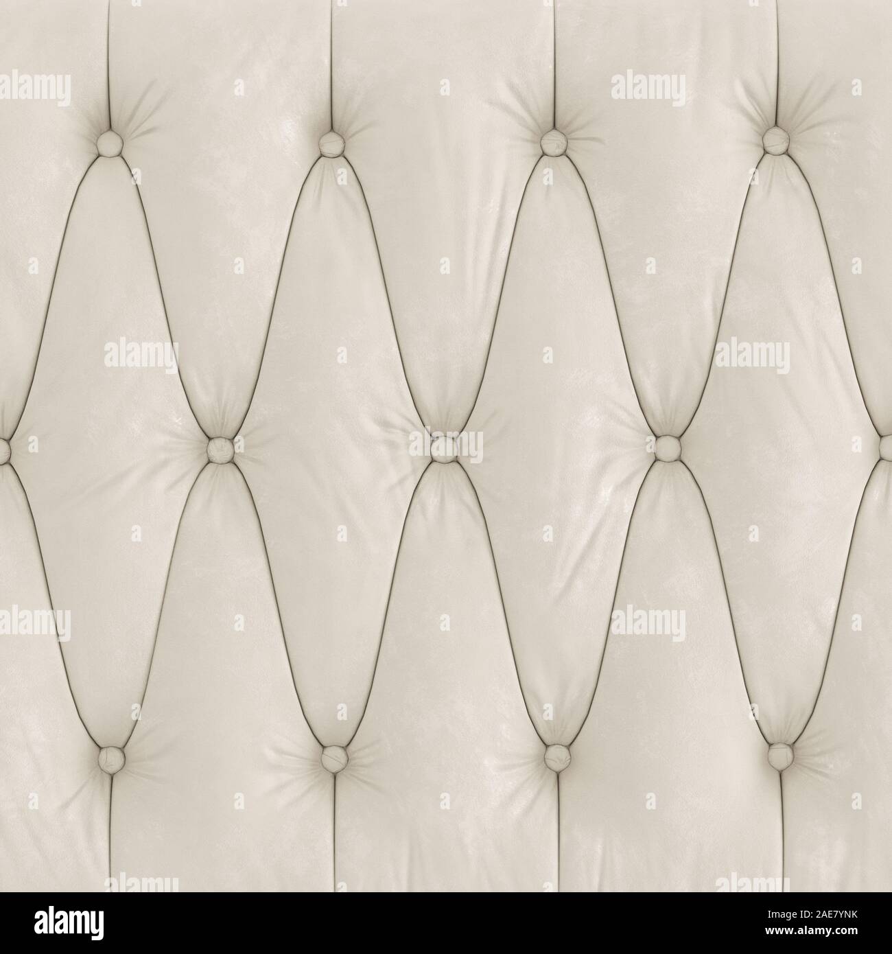 Quilted soft leather beige panel witch button. 3d rendering Stock Photo