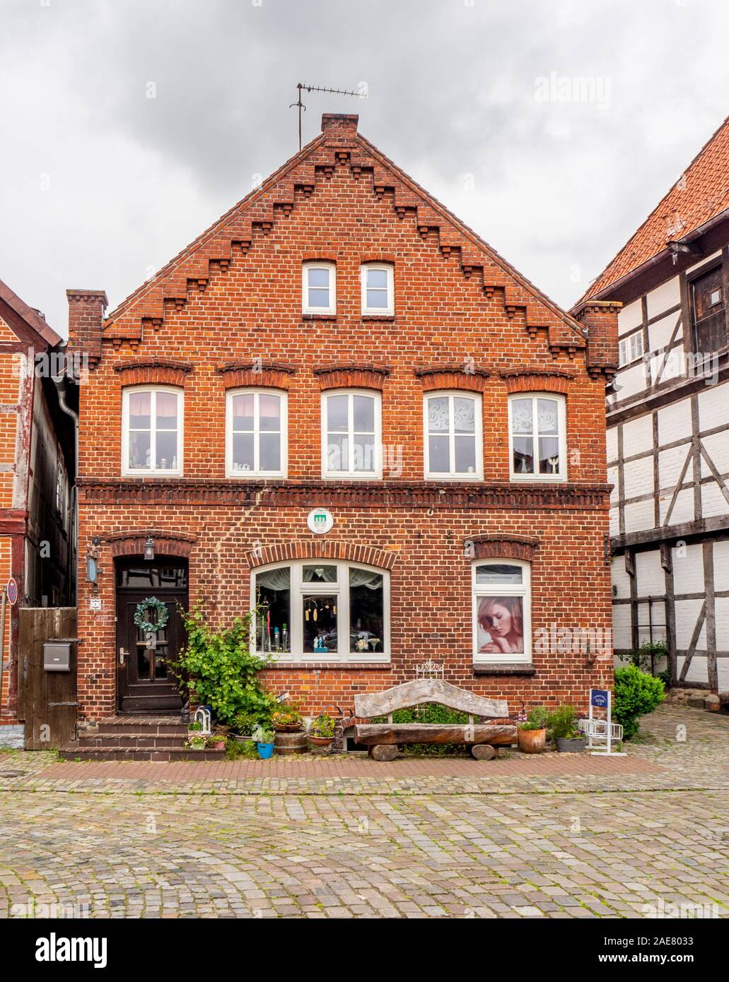 Traditional red brick building in Hitzacker Lower Saxony Germany. Stock Photo