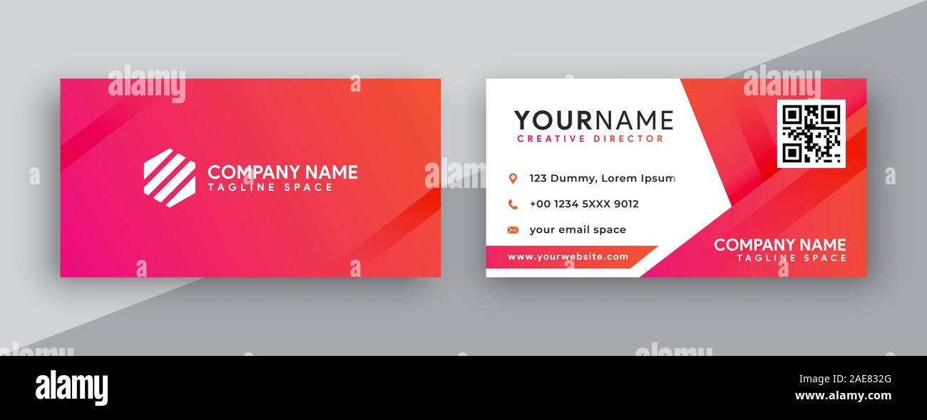 modern business card design . double sided business card design template . pink and orange gradation business card inspiration Stock Photo