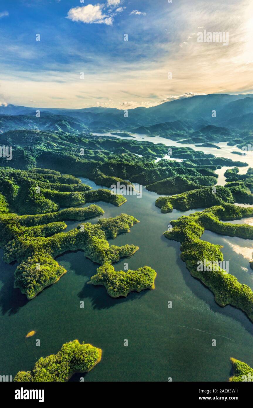 Dong Nai, Vietnam - June 4th, 2017: Panorama Of Ecotourism Area With A  Bridge Over The Peninsula In Large Lake With Many Small Islands Stock  Photo, Picture and Royalty Free Image. Image 80455504.