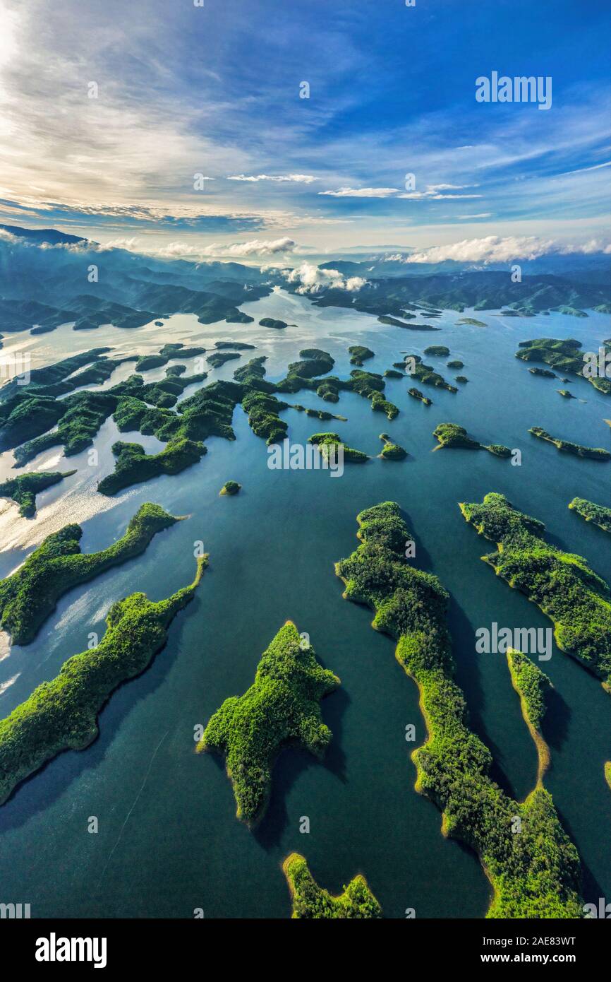 Ta Dung lake or Dong Nai 3 lake. The reservoir for power generation by hydropower in Dac Nong ( Dak Nong ), Vietnam Stock Photo