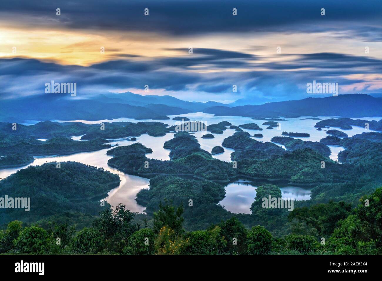 Ta Dung lake or Dong Nai 3 lake. The reservoir for power generation by hydropower in Dac Nong ( Dak Nong ), Vietnam Stock Photo