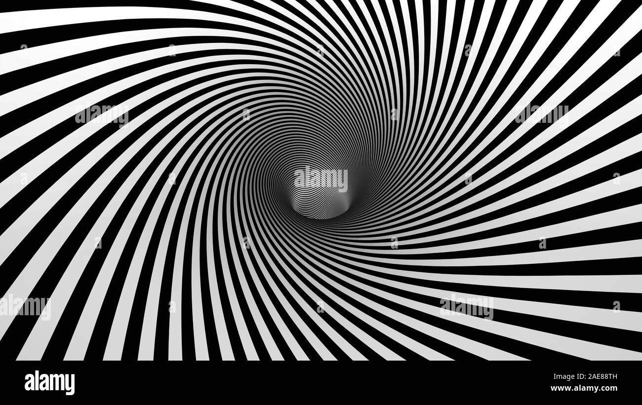 hypnotic spiral, black and white psychedelic vortex Stock Photo