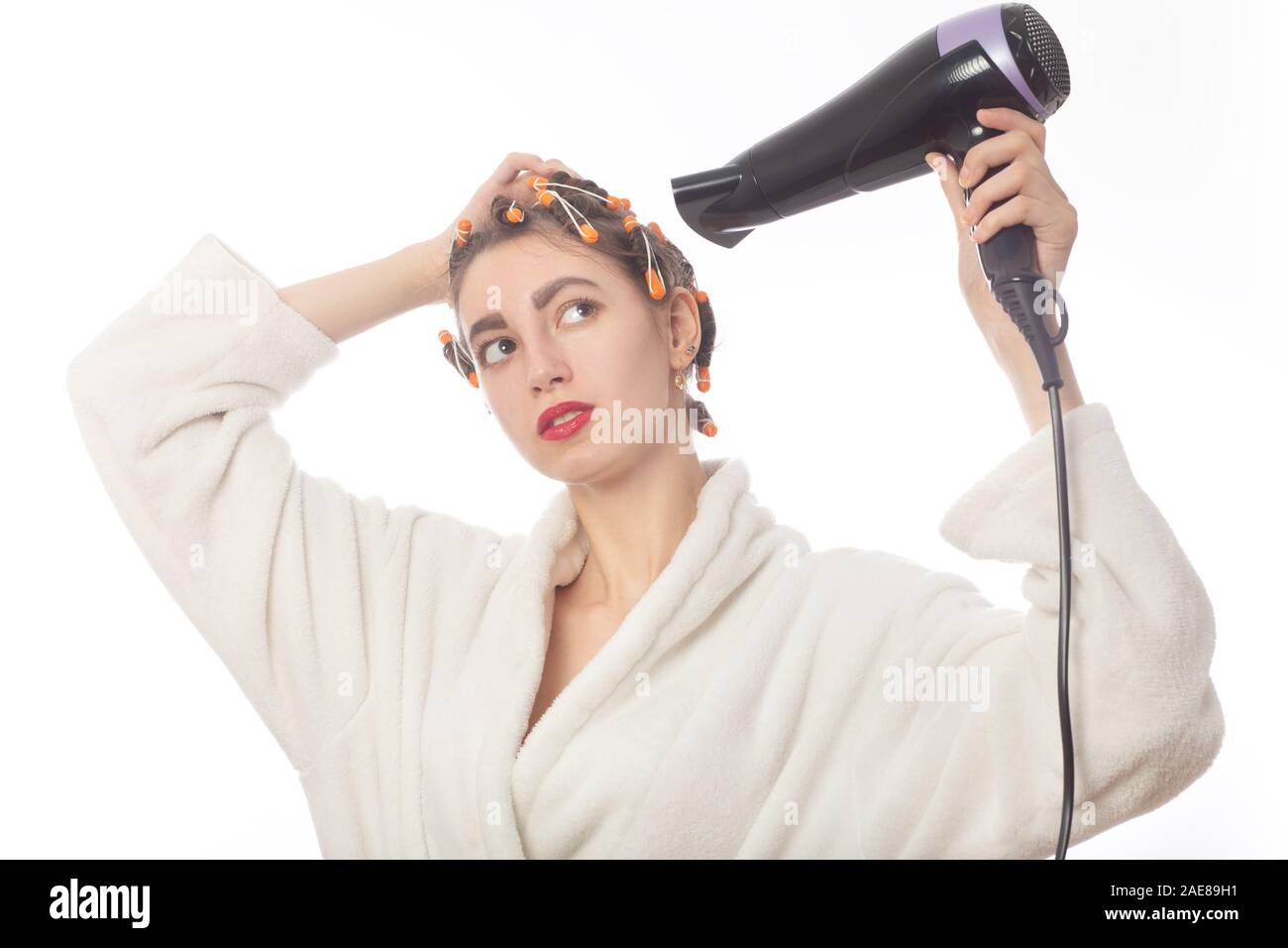 Woman curlers drying hires stock photography and images Alamy