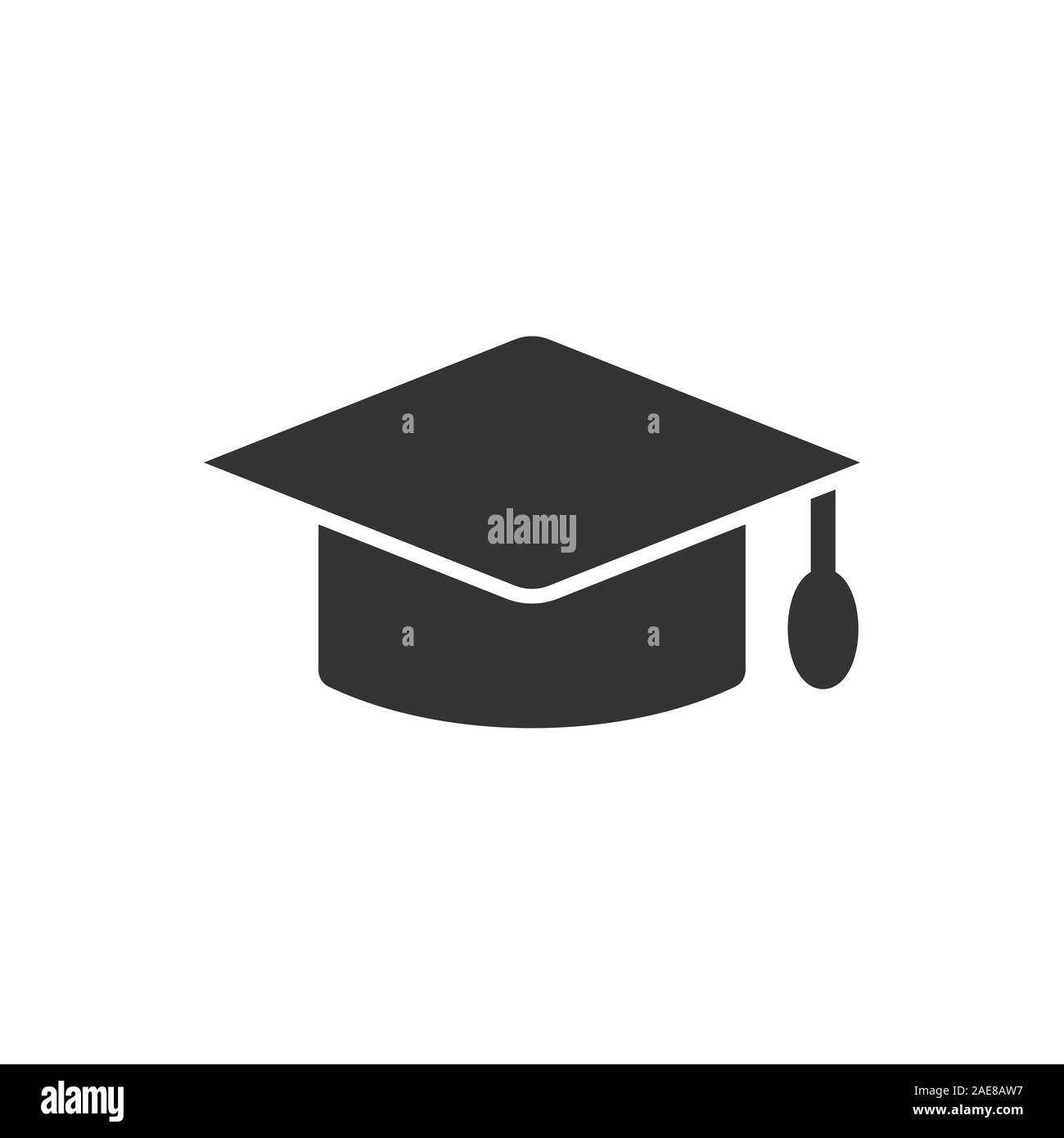 Graduation hat icon in flat style. Student cap vector illustration on ...