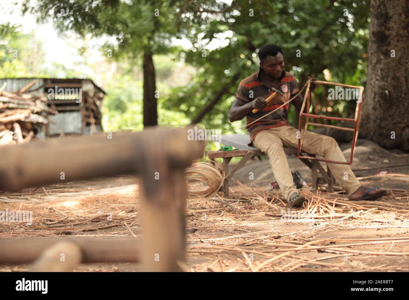 Nigeria bambou workers Stock Photo