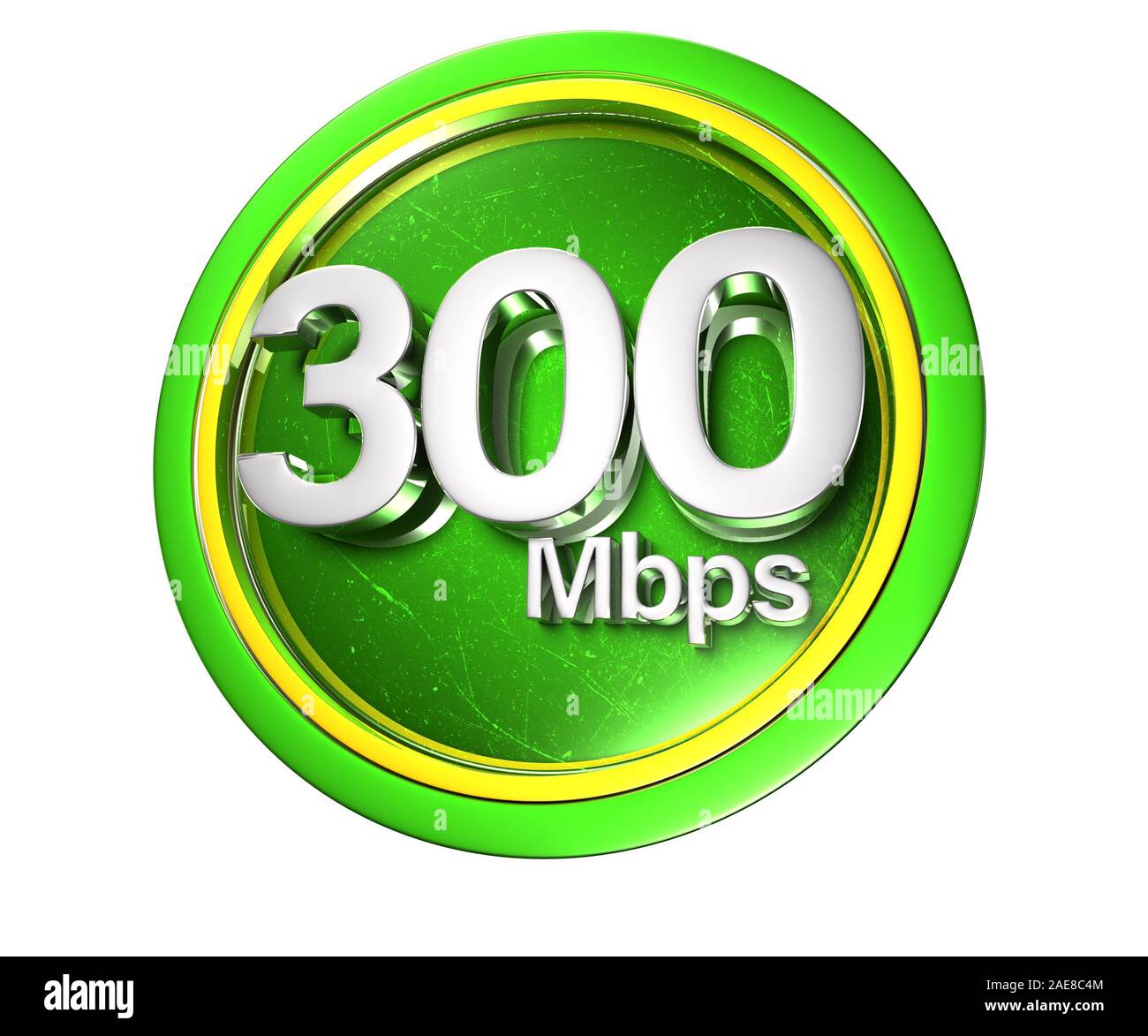 300 Mbps Green 3d Rendering On White Background With Clipping Path Stock Photo Alamy