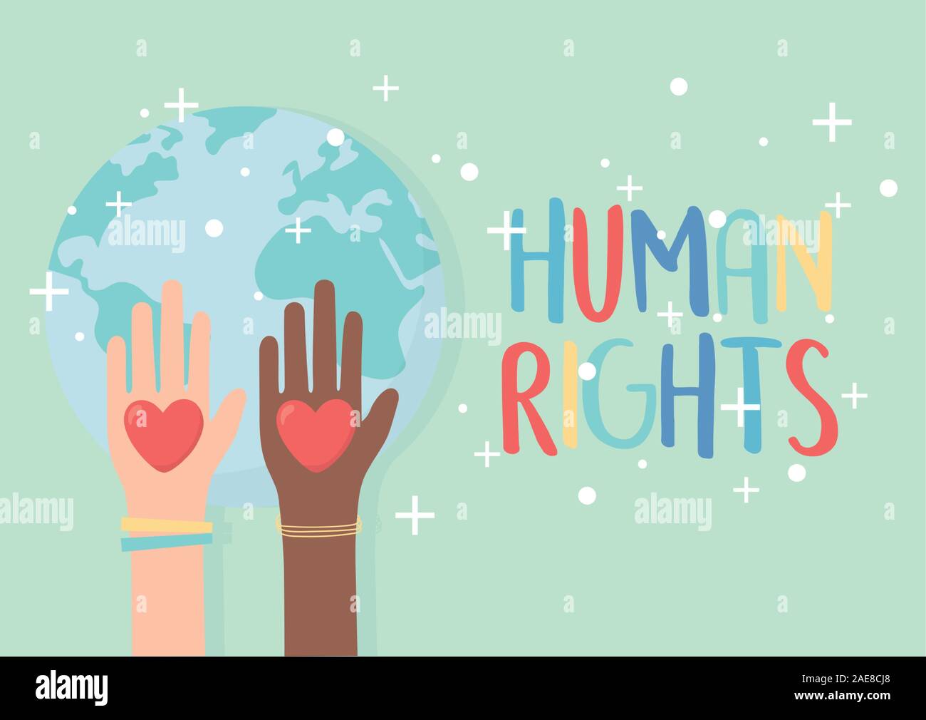 Single Hand Raised Human Rights Image human rights, raised hands diversity hearts world vector illustration ...
