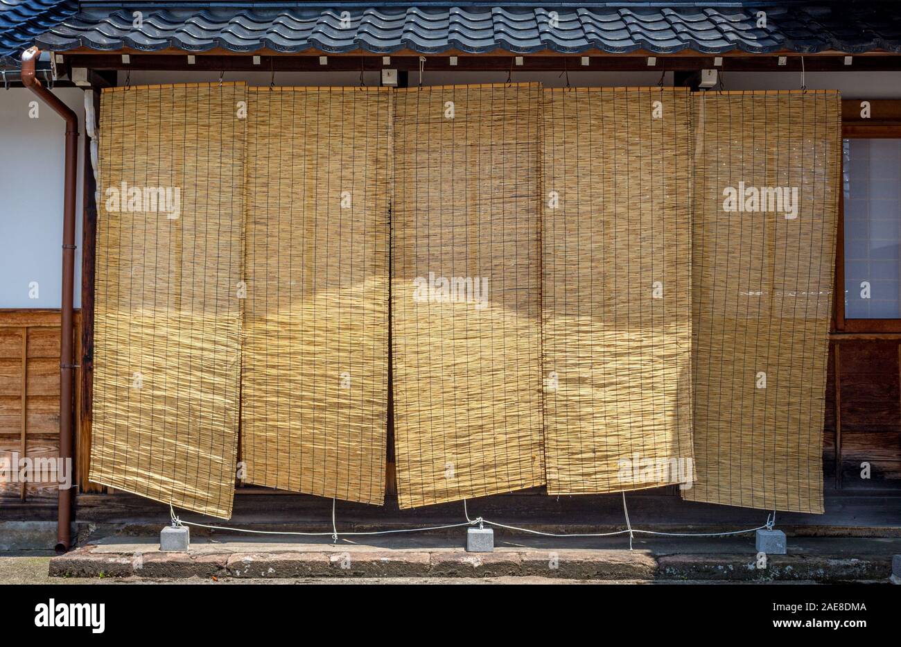 Bamboo screens, or sudare in Japanese, hanging in Japanese temple as
