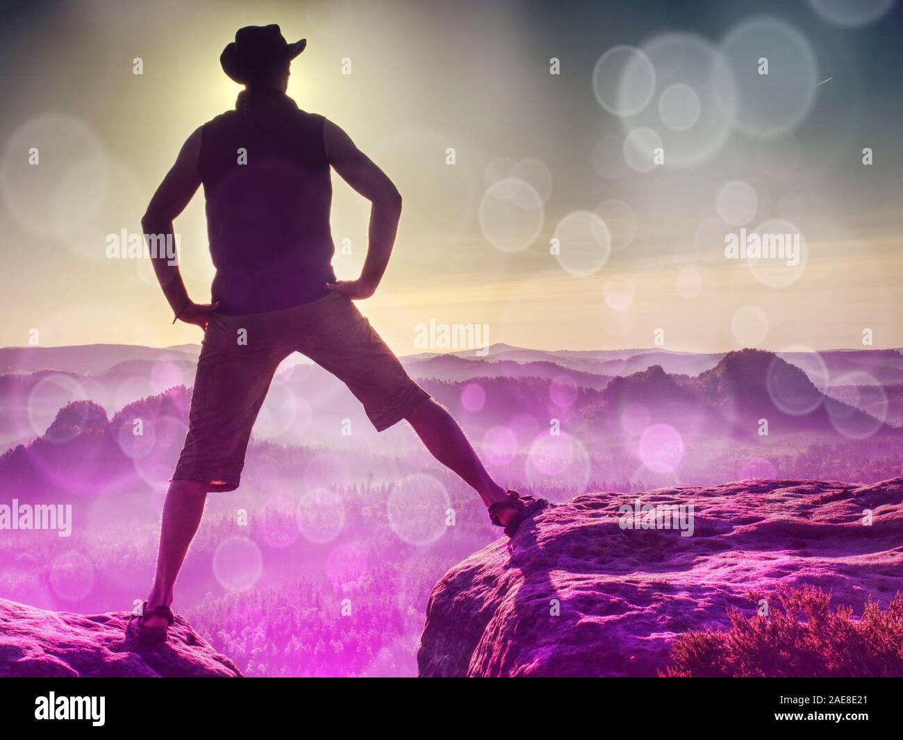 Guy reaching Up Into The Sky. Abstract filter Stock Photo - Alamy