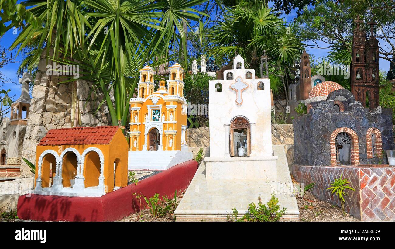 Mexican traditional cemetery, Riviera Maya, Mexico Stock Photo