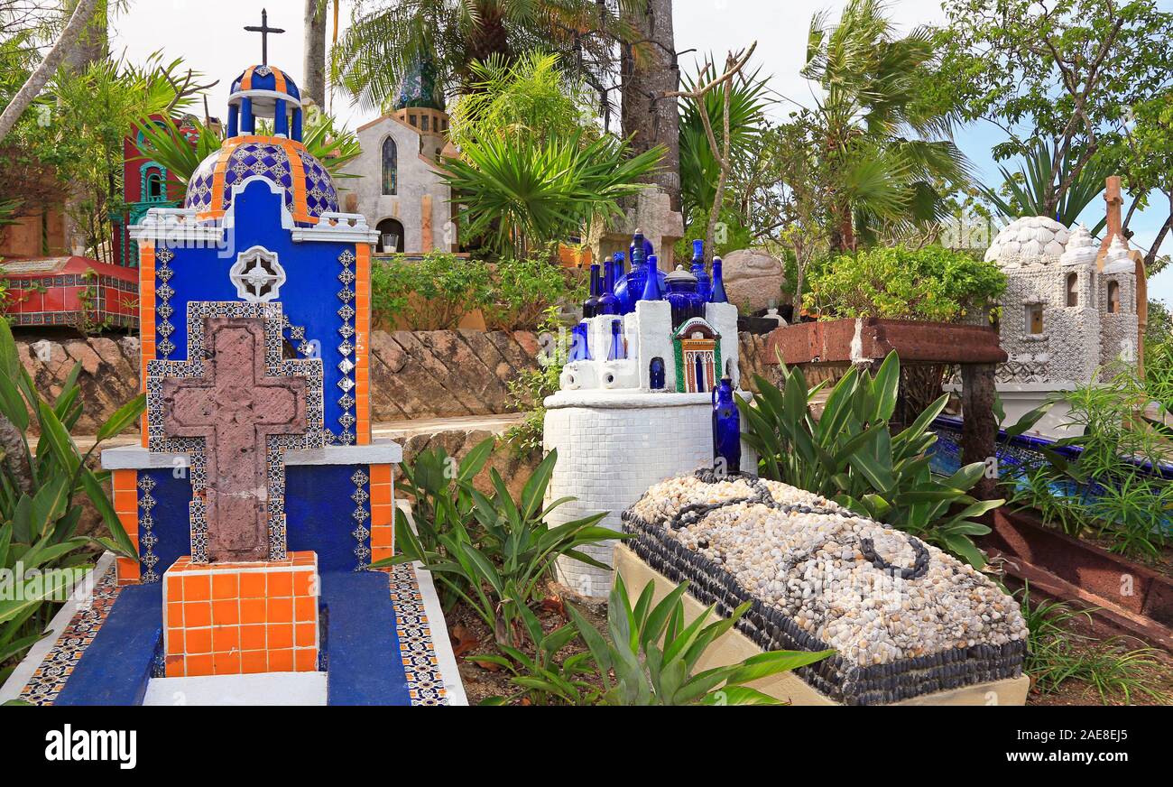 Mexican traditional cemetery, Riviera Maya, Mexico Stock Photo