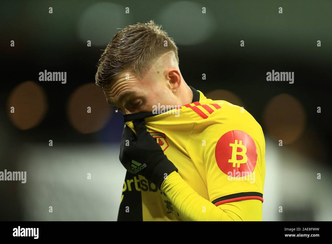 WATFORD, ENGLAND - DECEMBER 7TH Watford's Gerard Deulofeu during the Premier League match between Watford and Crystal Palace at Vicarage Road, Watford on Saturday 7th December 2019. (Credit: Leila Coker | MI News ) Photograph may only be used for newspaper and/or magazine editorial purposes, license required for commercial use Credit: MI News & Sport /Alamy Live News Stock Photo