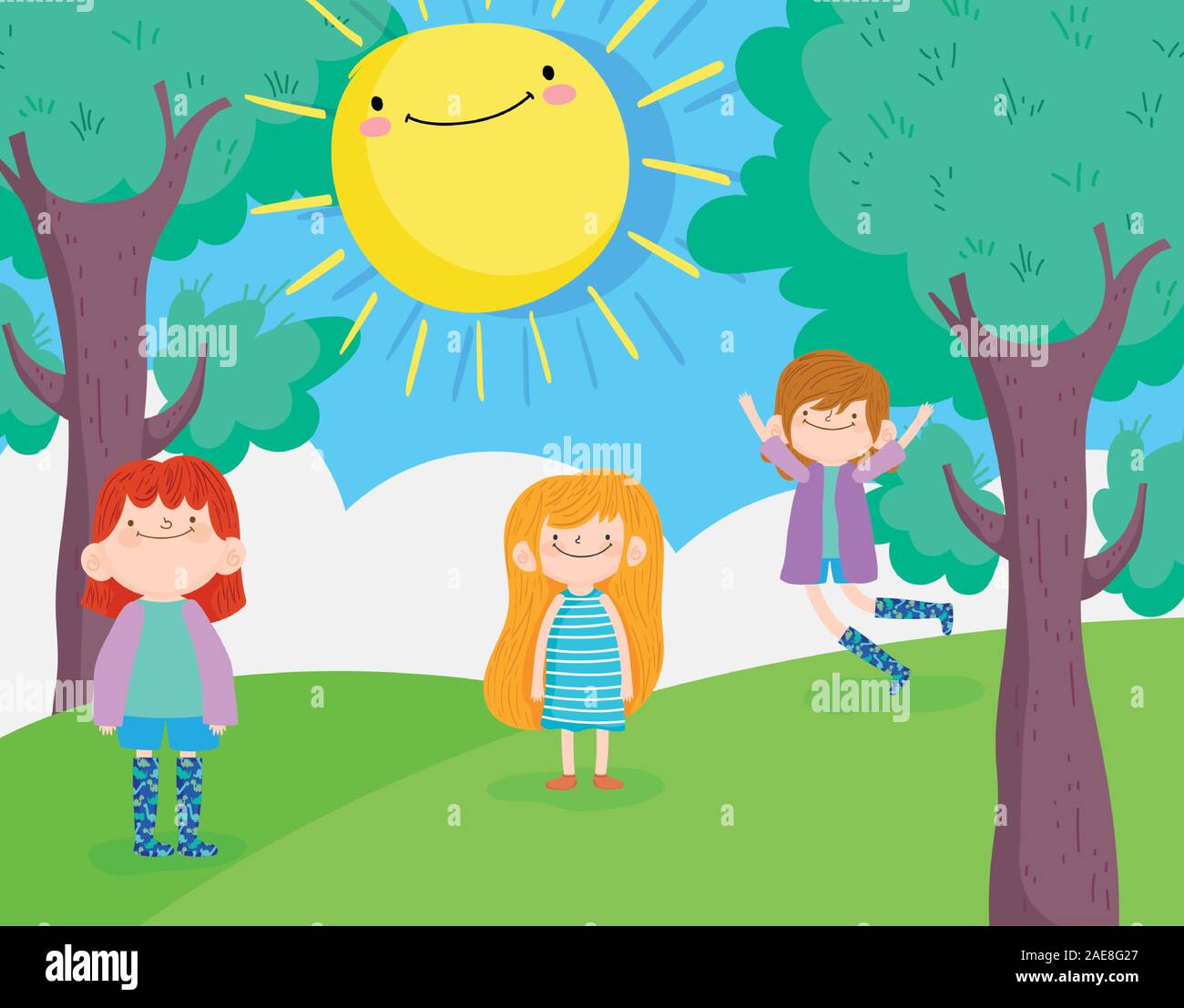 happy children day, smiling little boys and girl park vector illustration  Stock Vector Image & Art - Alamy