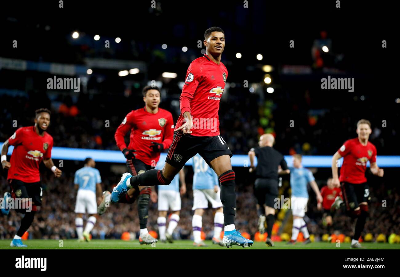 Marcus Rashford Side Manchester United's Marcus Rashford celebrates scoring his side's first ...