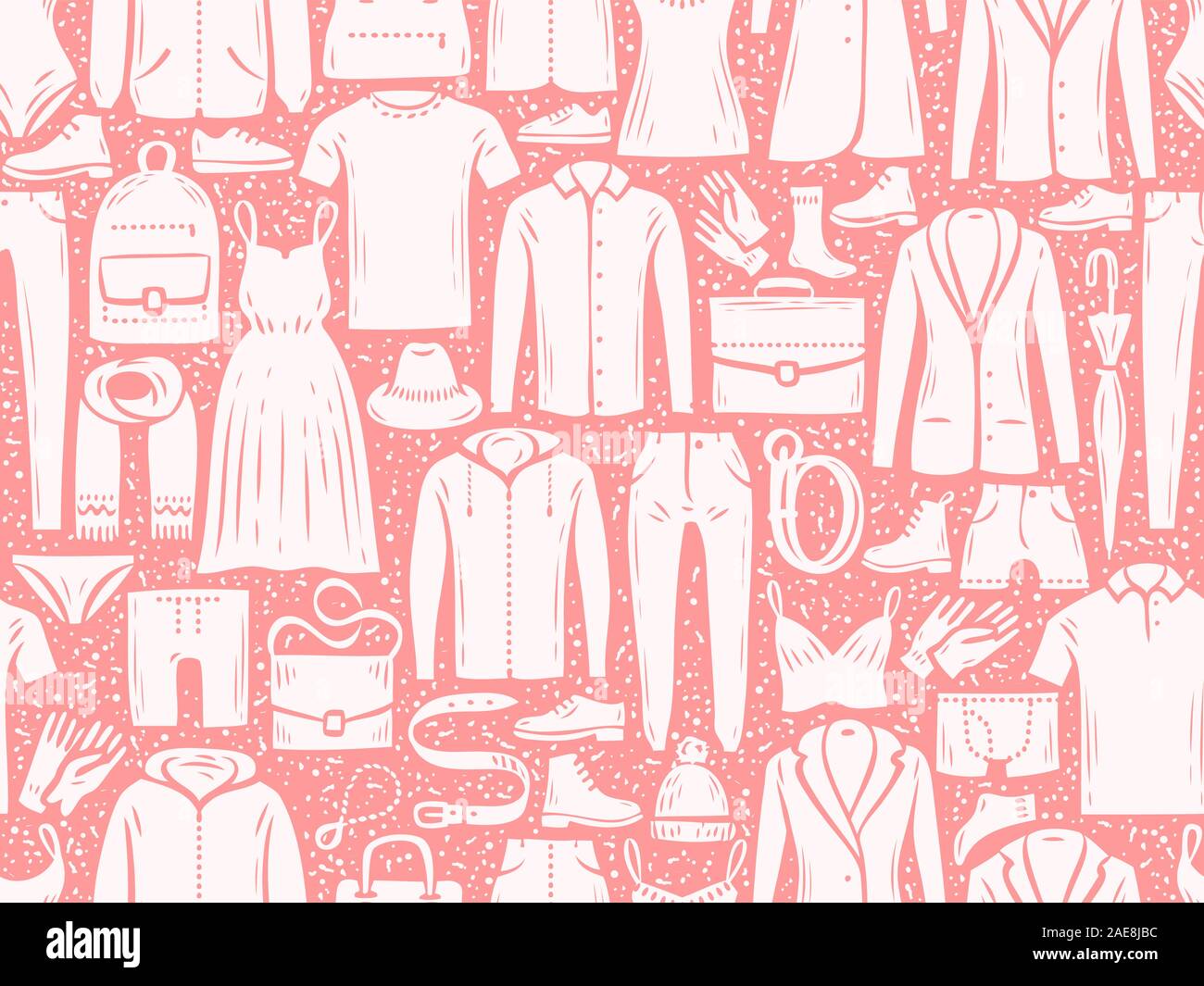 Fashion seamless background, pattern. Clothes vector illustration Stock Vector