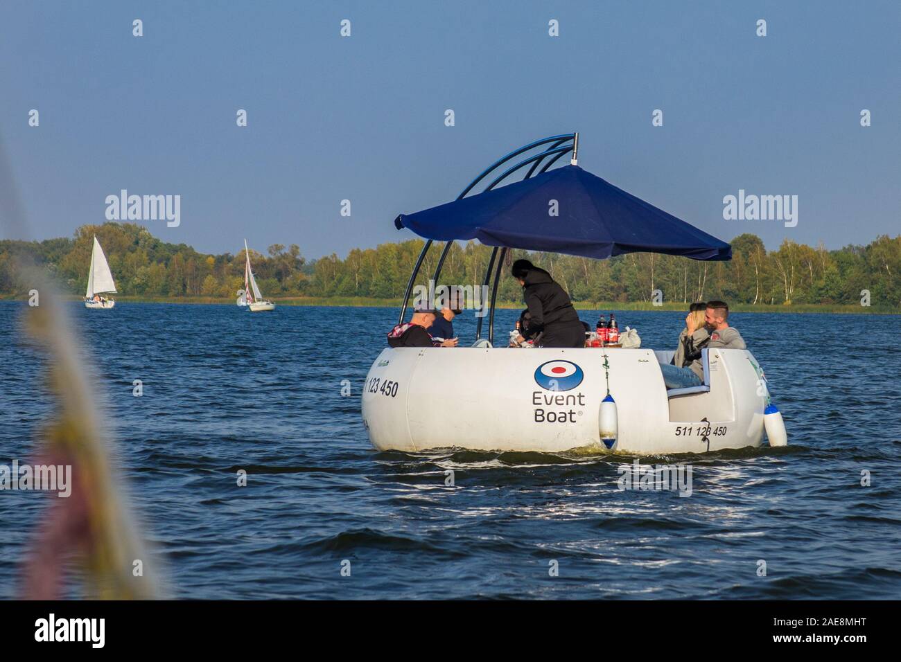 Event boat on the Zegrze Reservoir, Poland Stock Photo