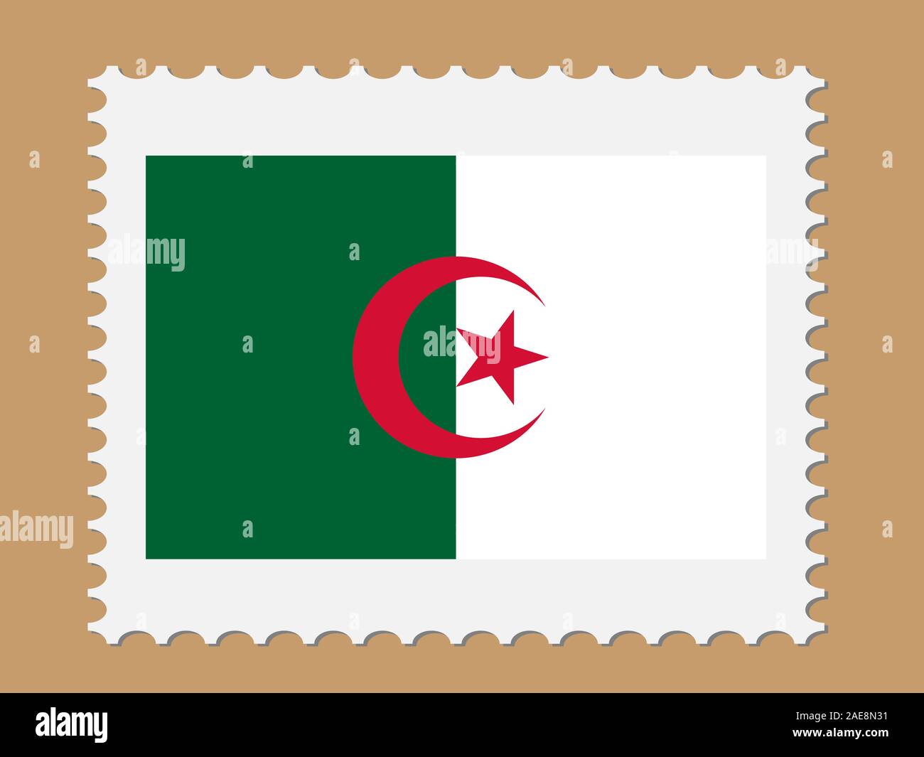 Postage Stamp With Algeria Flag Vector illustration Eps 10. Stock Vector