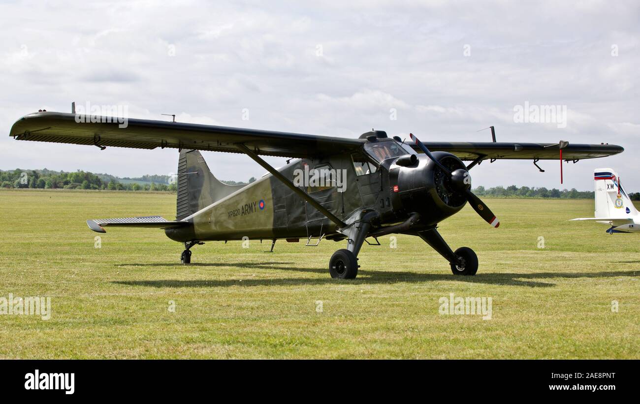 Historic Army Corps de Havilland Beaver (XP820) on the flightline at the 2019 Duxford Air Festival airshow on the 26th May 2019 Stock Photo