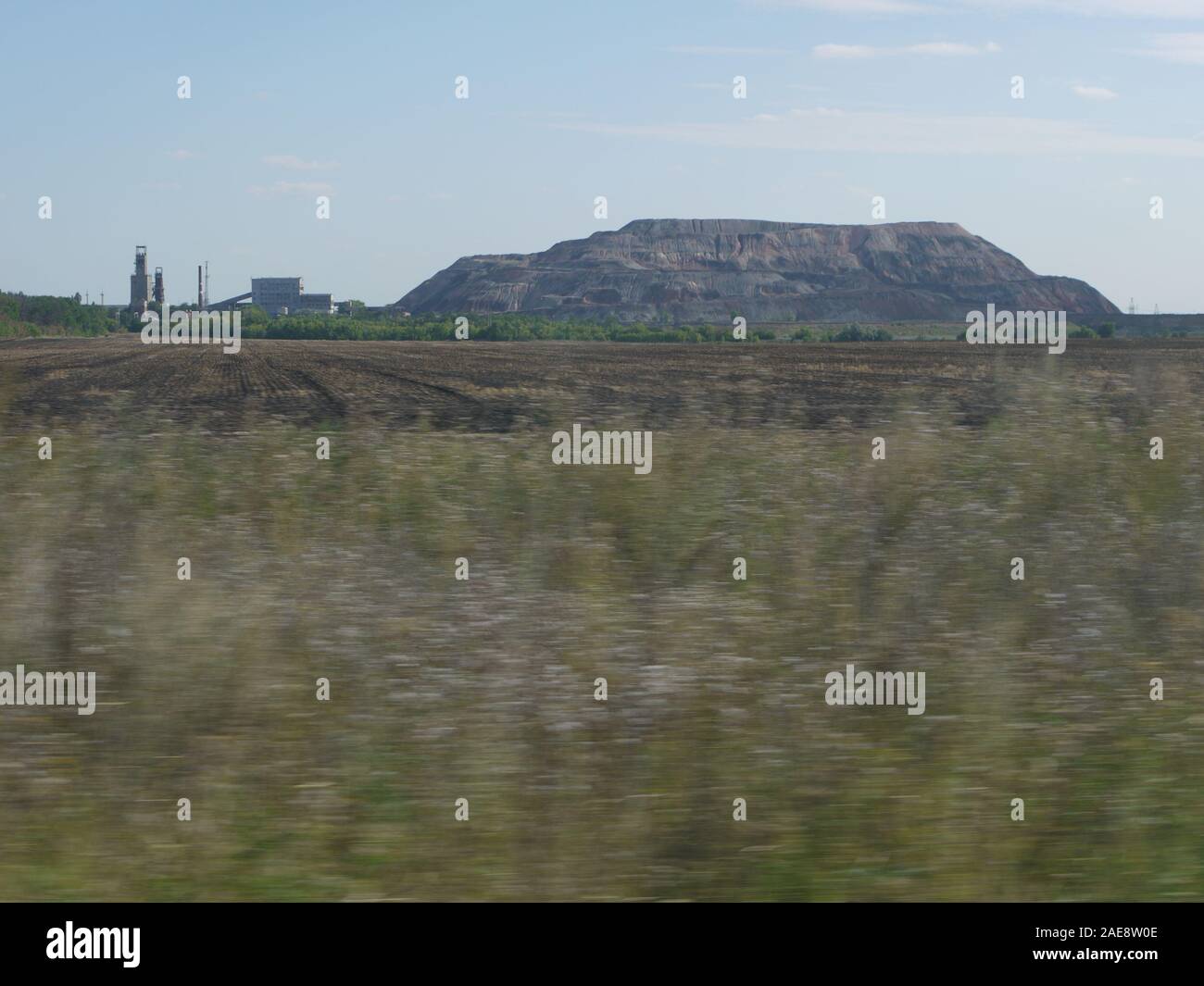 A slag heap in the coal basin of Donbass, in the east of Ukraine Stock Photo