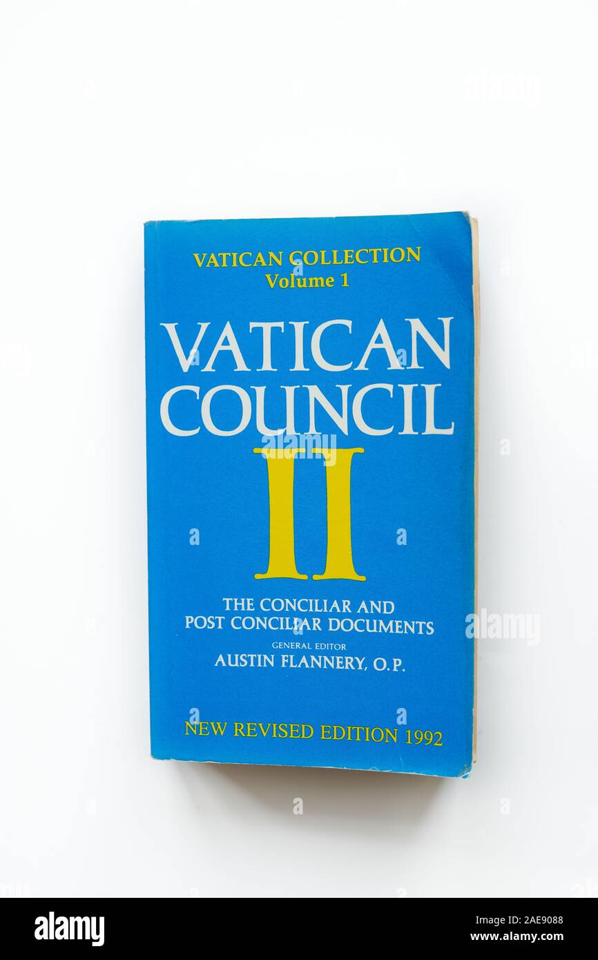 Softback book containing an english translation of all documents from the Second Vatican Council of the Catholic Christian Church. Stock Photo