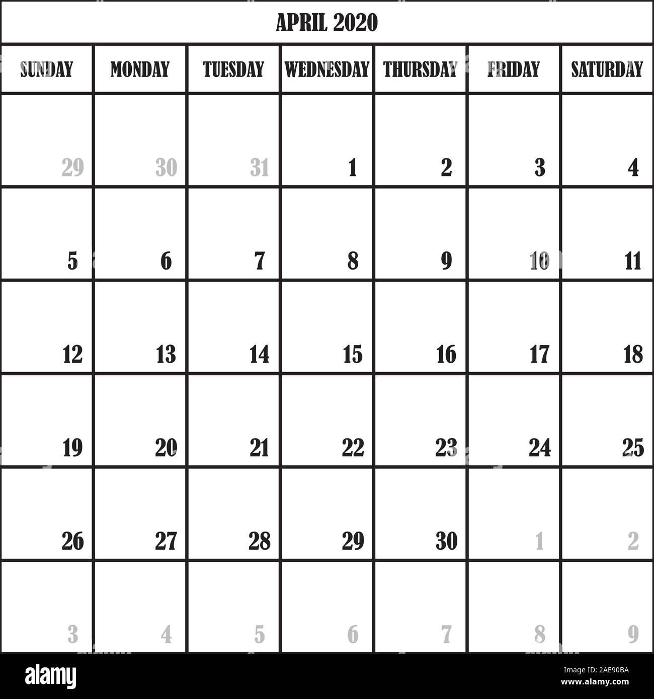 April 2020 on sale printable calendar