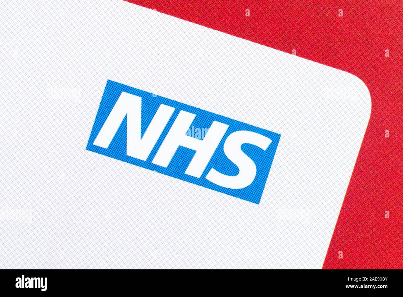 London, UK - December 3rd 2019: The National Health Service, or NHS logo, pictured on an information leaflet. Stock Photo