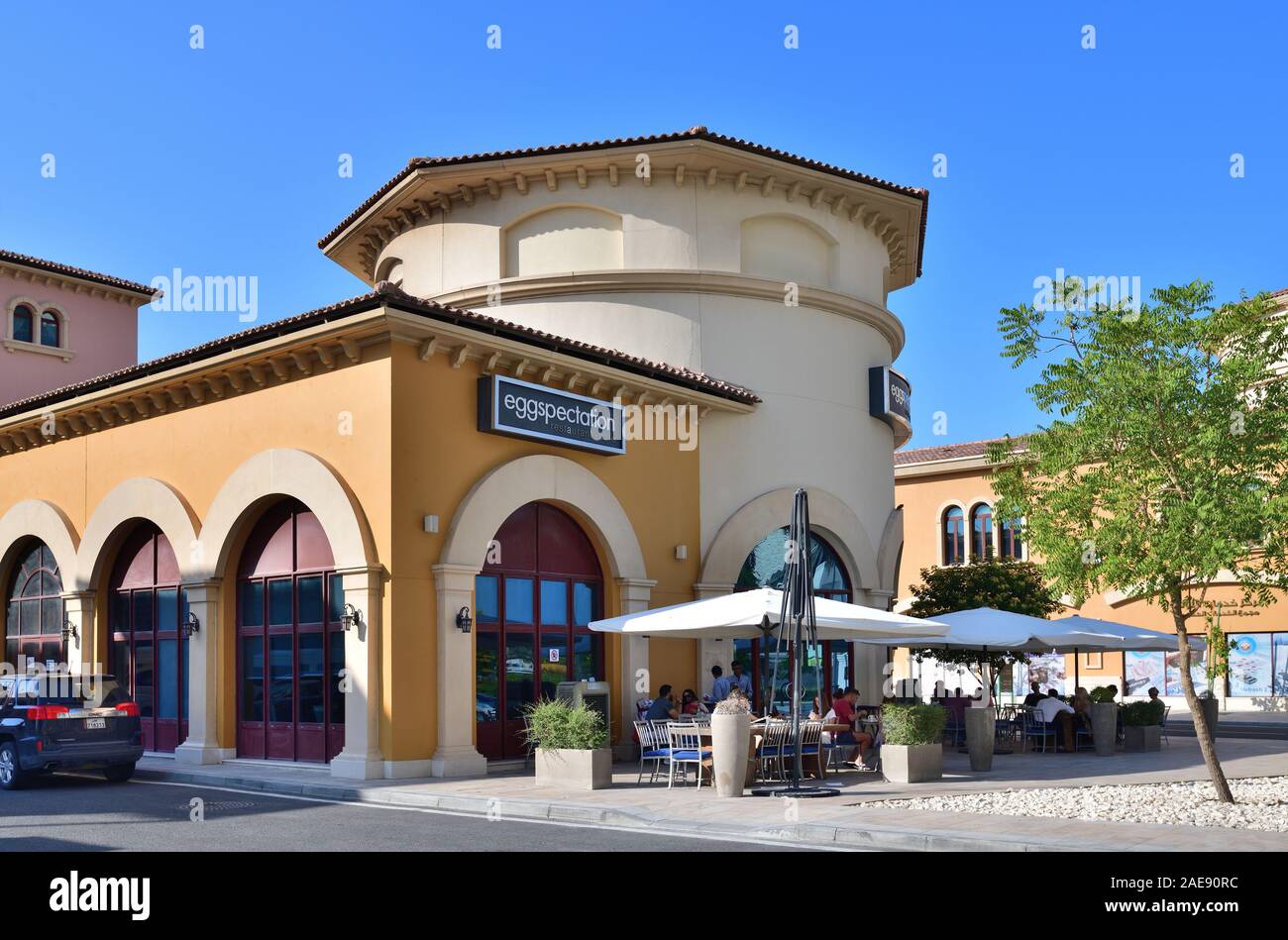 Doha, Qatar - Nov 23. 2019. Eggspectation restaurant in Medina Centrale of The Pearl-Qatar Stock Photo