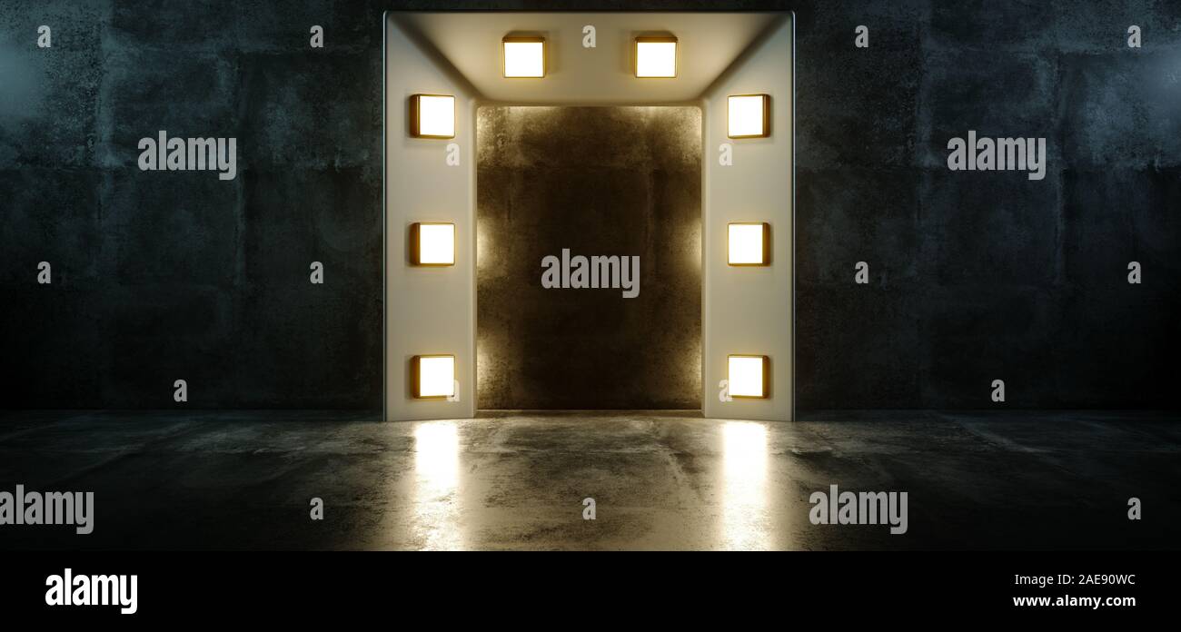 Cocnrete Grunge Room Fashion Podium Door Lights Star Show Reflections Studio Stage Night Empty Rectangle Led Lights 3d Rendering Illustration Stock Photo Alamy alamy