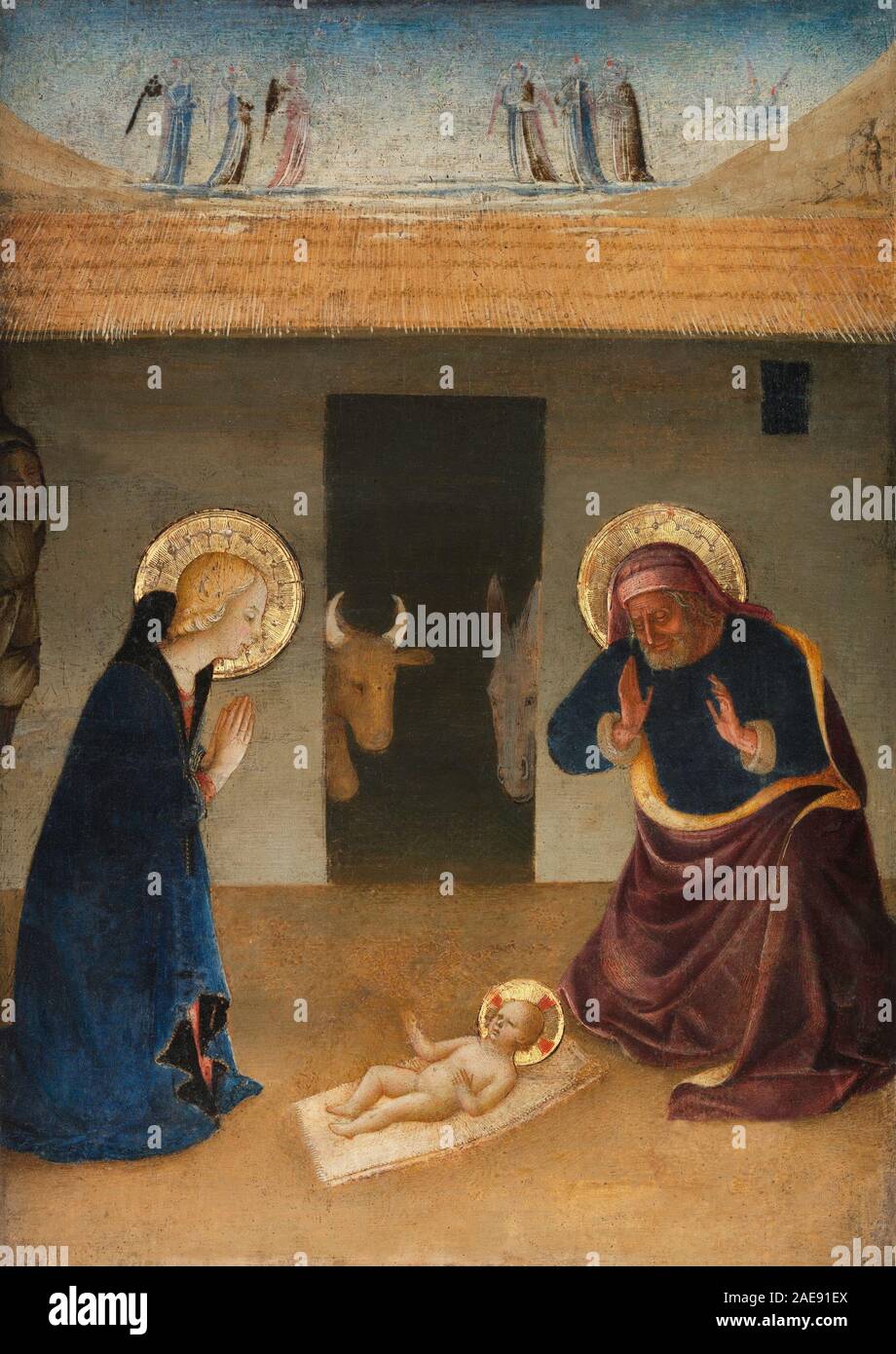 Zanobi Strozzi (Italian, Florence 1412â€“1468 Florence)The Nativity,  Tempera and gold on wood; Overall, with engaged frame, 15 1/4 x 11 1/2 in. (38.7 x 29.2 cm); painted surface 13 x 9 1/8 in. (33 x 23.2 cm) The Metropolitan Museum of Art, New York, Rogers Fund, 1924 (24.22) http://www.metmuseum.org/Collections/search-the-collections/435579 Stock Photo
