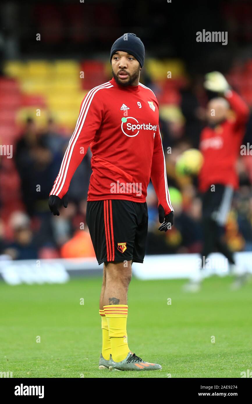 WATFORD, ENGLAND - DECEMBER 7TH Watford's Troy Deeney during the Premier League match between Watford and Crystal Palace at Vicarage Road, Watford on Saturday 7th December 2019. (Credit: Leila Coker | MI News ) Photograph may only be used for newspaper and/or magazine editorial purposes, license required for commercial use Credit: MI News & Sport /Alamy Live News Stock Photo