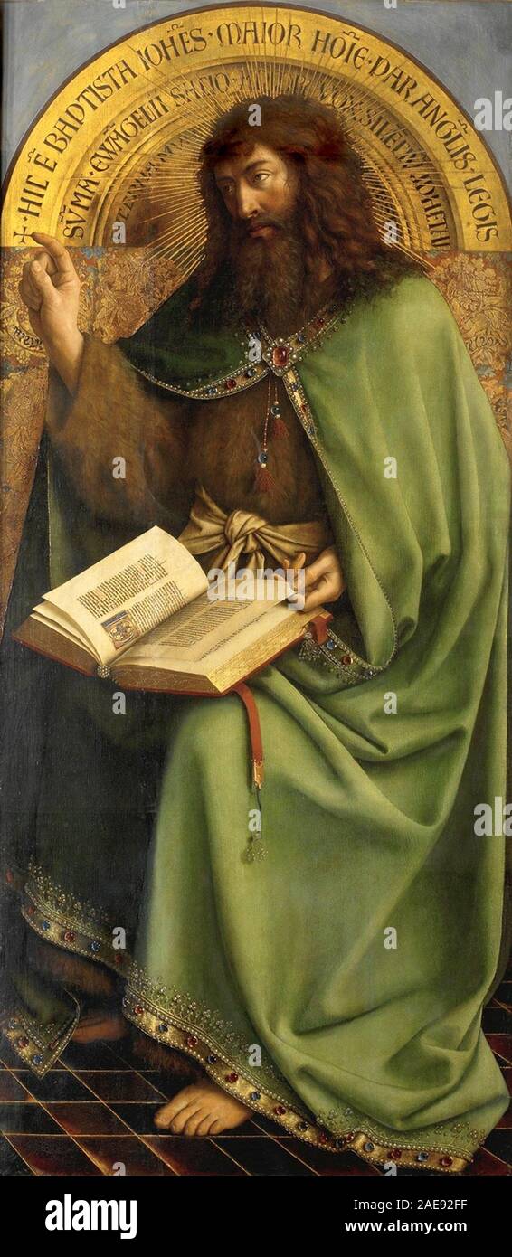 Detail from Ghent Altarpiece of John the Baptist by Hubert and Jan van Eyck Stock Photo