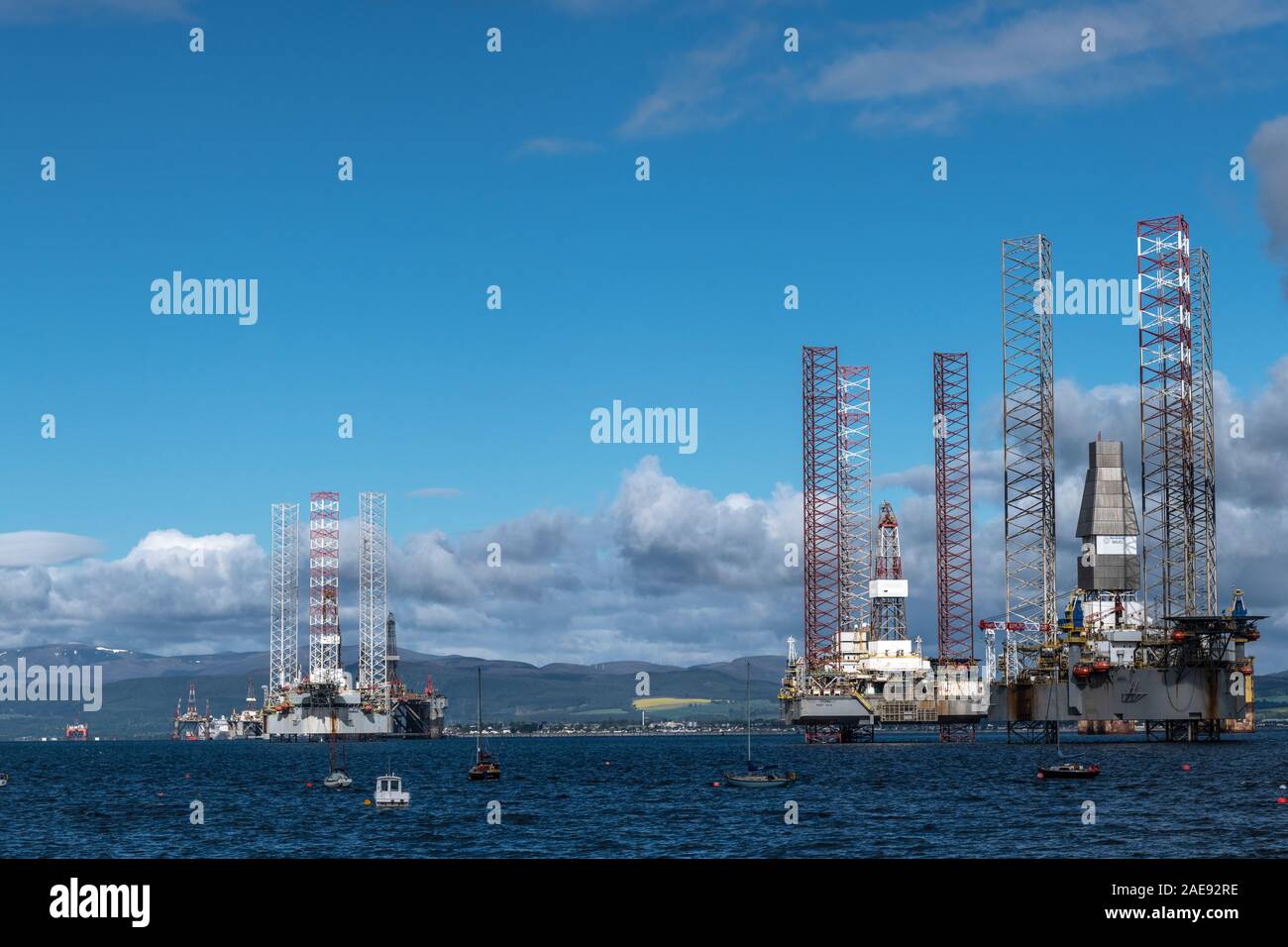 Cromerty Firth oil platforms Stock Photo