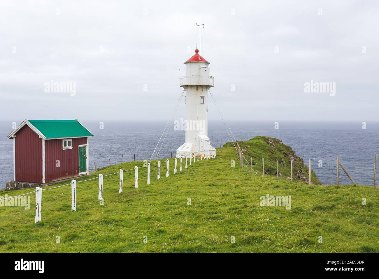 Akraberg lighthouse, Suduroy, Faroe Islands Stock Photo