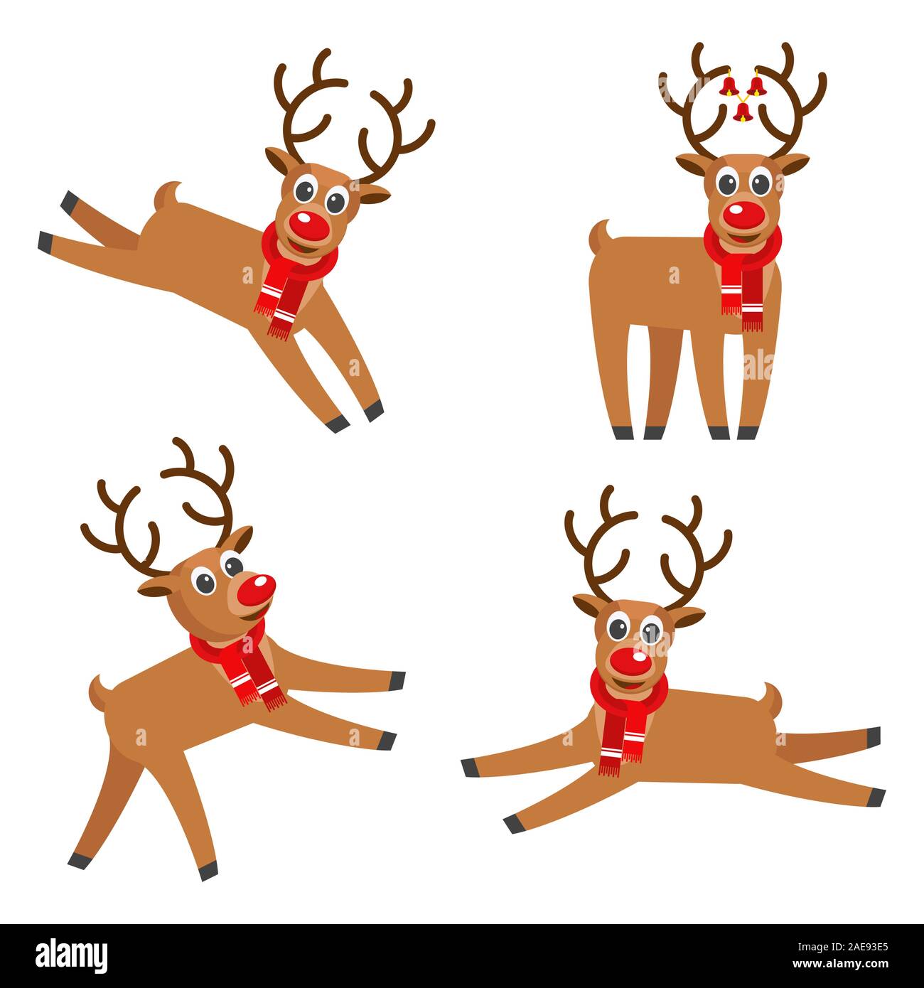 Funny funny deer santa claus joyfully jumps. Stock Vector