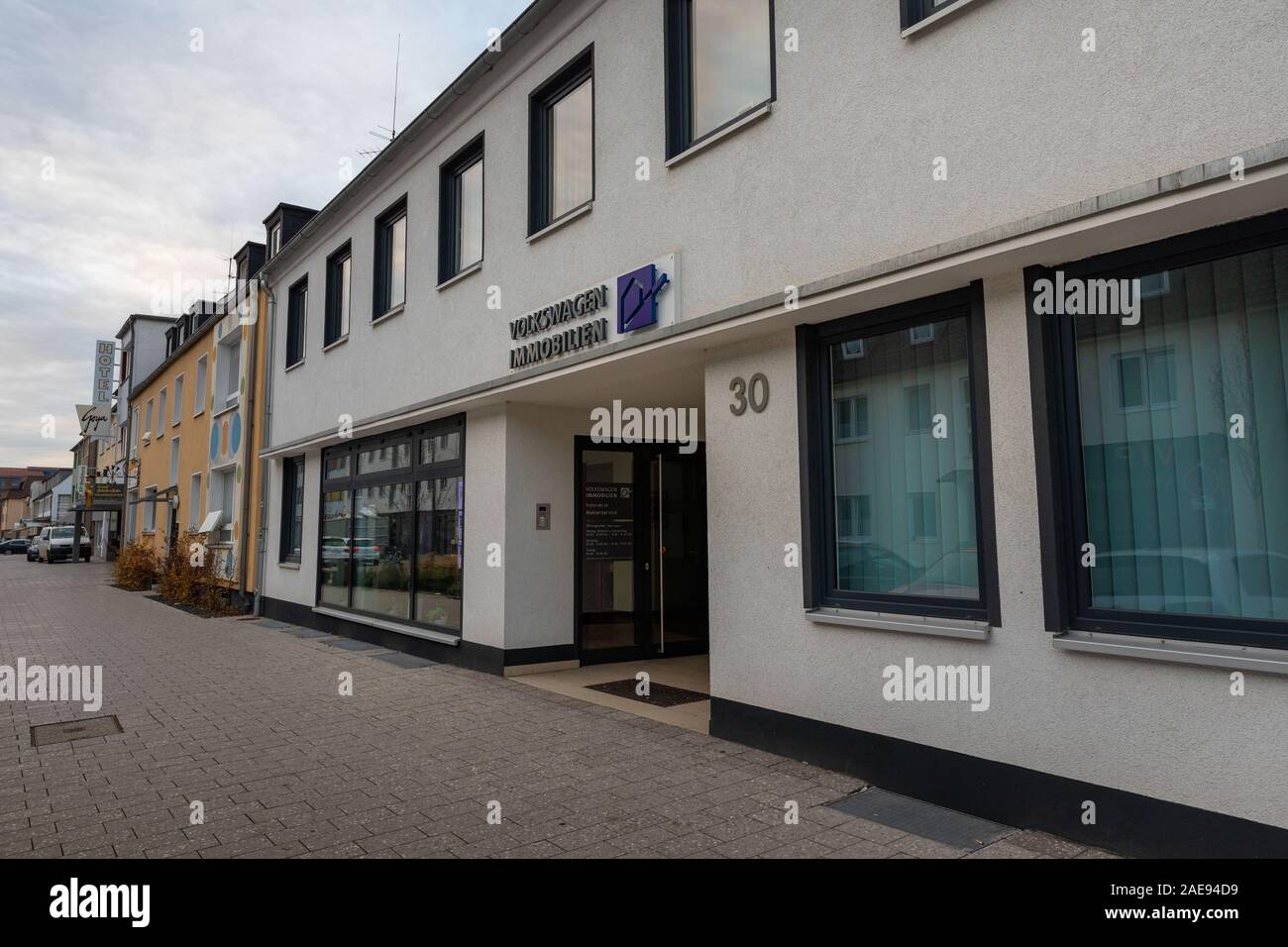 Wolfsburg, Germany - Dec 5th 2019: Volkswagen Immobilien is a subsidiary of Volkswagen AG and is providing living options to car factory workers. Stock Photo