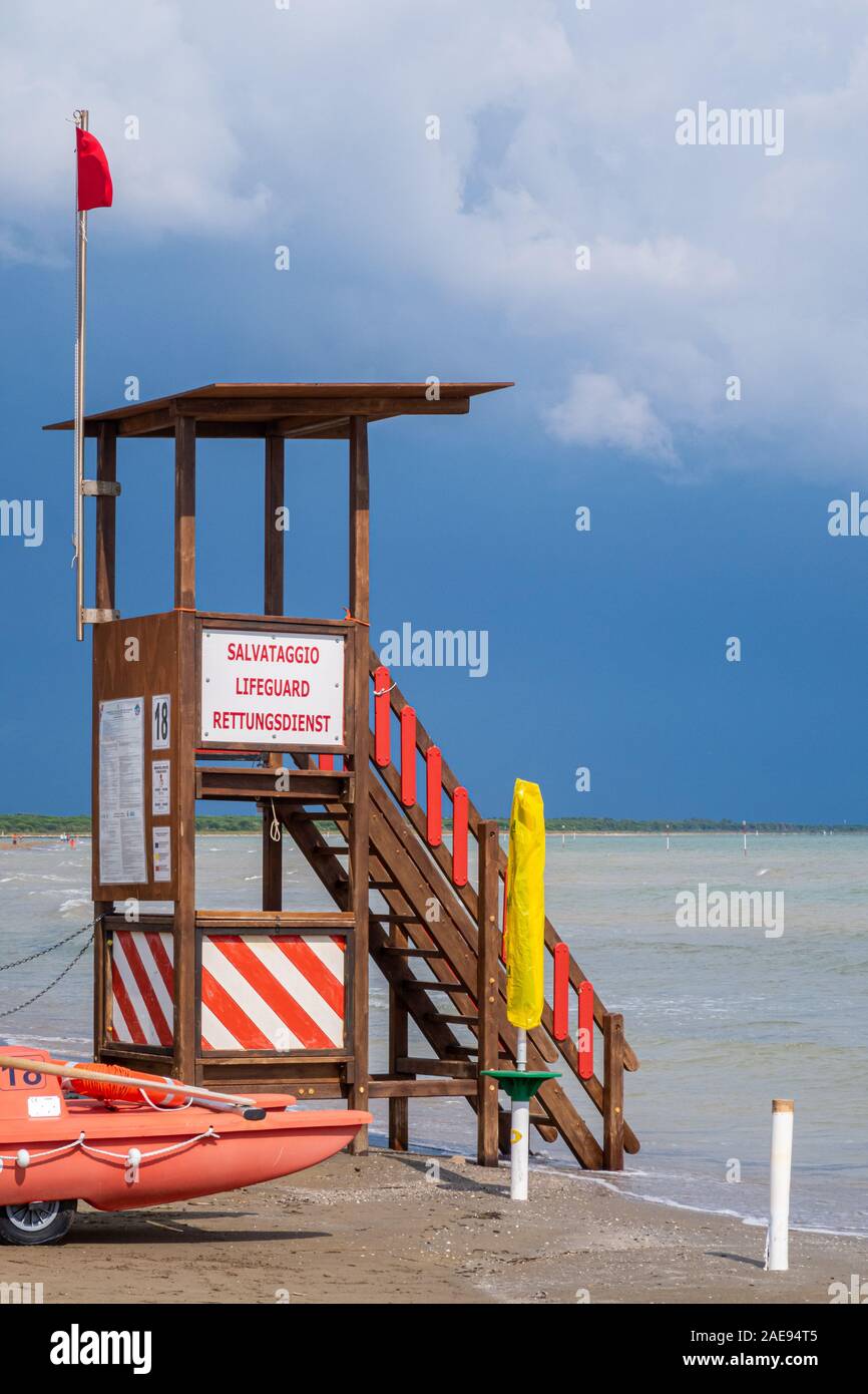 Observation tower on the beach of Italy Stock Photo