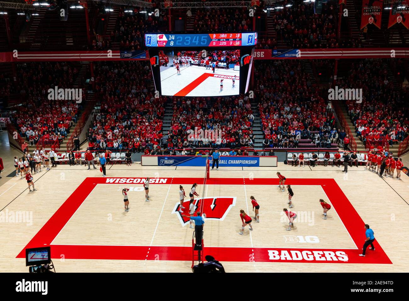 The University Of Wisconsin Madison Women S Volleyball Team Plays The Illinois State University Team In The First Round Of The Ncaa Division I Women S Stock Photo Alamy