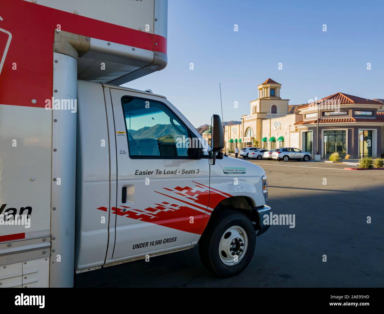 Las Vegas, AUG 15: Big U-Hual truck on the way  on AUG 15, 2019 at Las Vegas, Nevada Stock Photo