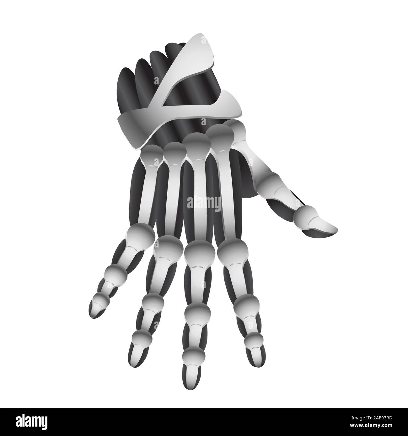 Mechanical arm artificial cyborg robot on isolated background. Vector image. Stock Vector