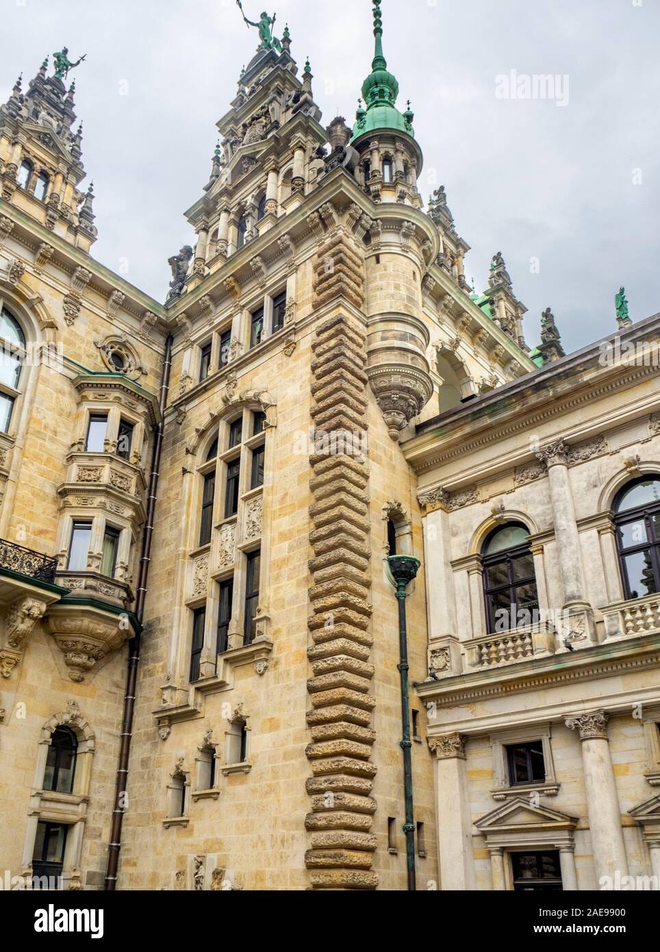 The courtyard of Rathaus City Hall Altstadt Hamburg Germany. Stock Photo