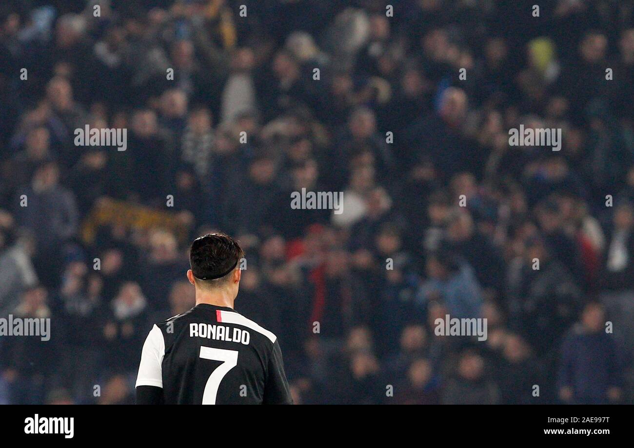 Rome, Italy, 7th December, 2019. Juventus' Cristiano Ronaldo reacts after Lazio scored the third goal during the Serie A soccer match between Lazio and Juventus at the Olympic Stadium. Lazio won 3-1. Credit Riccardo De Luca - UPDATE IMAGES / Alamy Live News Stock Photo