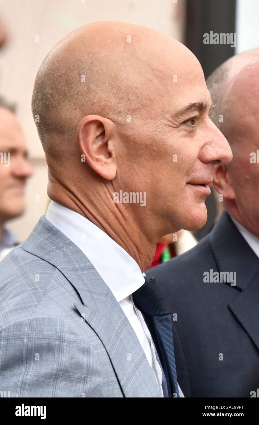 Amazon CEO Jeff Bezos attends the new F-117 Nighthawk Stealth Fighter exhibit at the Ronald Reagan Presidential Library and Museum now open Saturday. Simi Valley, CA.USA/ 2019. Credit: Gene Blevins/ZUMA Wire/Alamy Live News Stock Photo