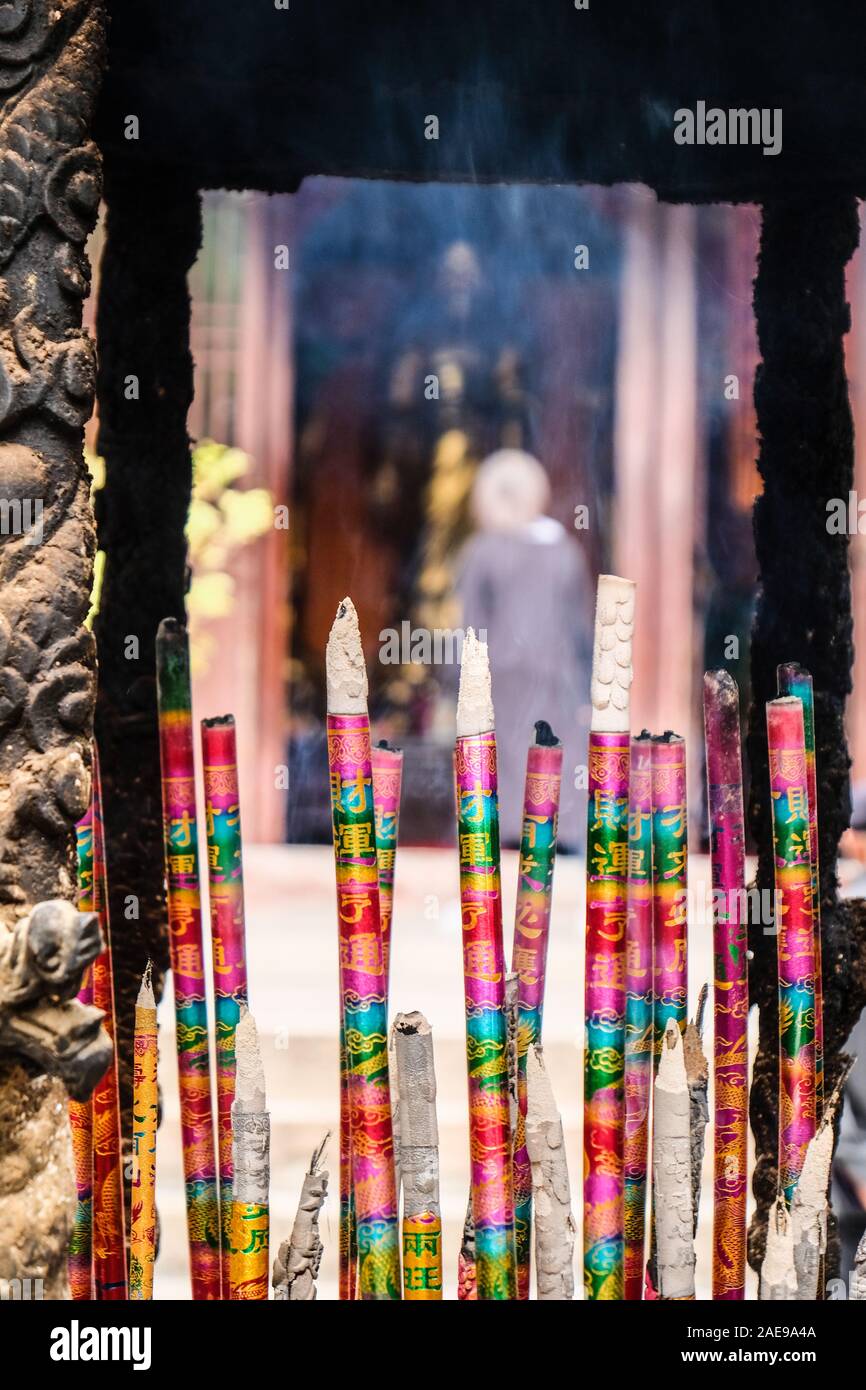 Big burning incenses at a Chinese Buddhism temple Stock Photo