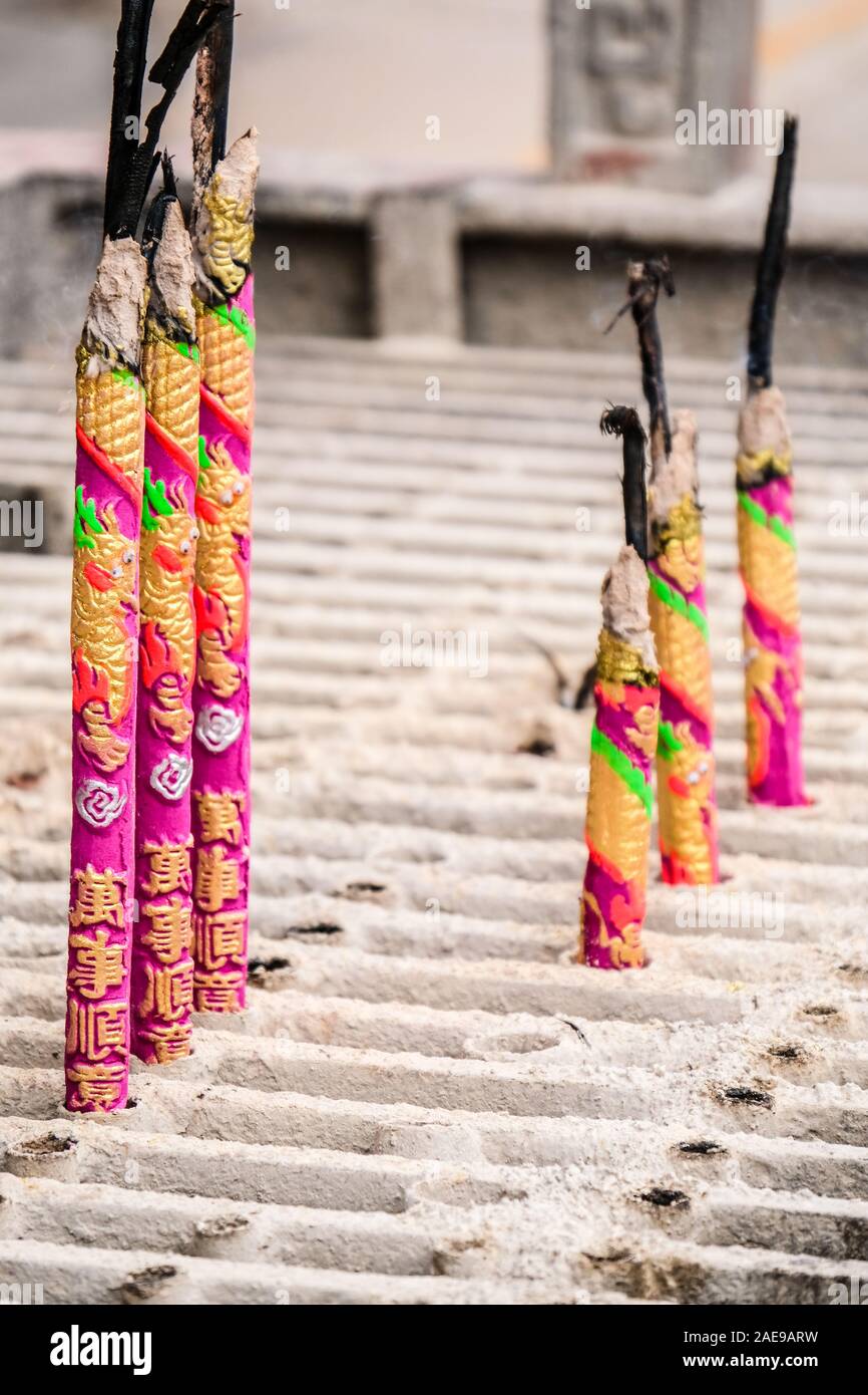 Big burning incenses at a Chinese Buddhism temple Stock Photo