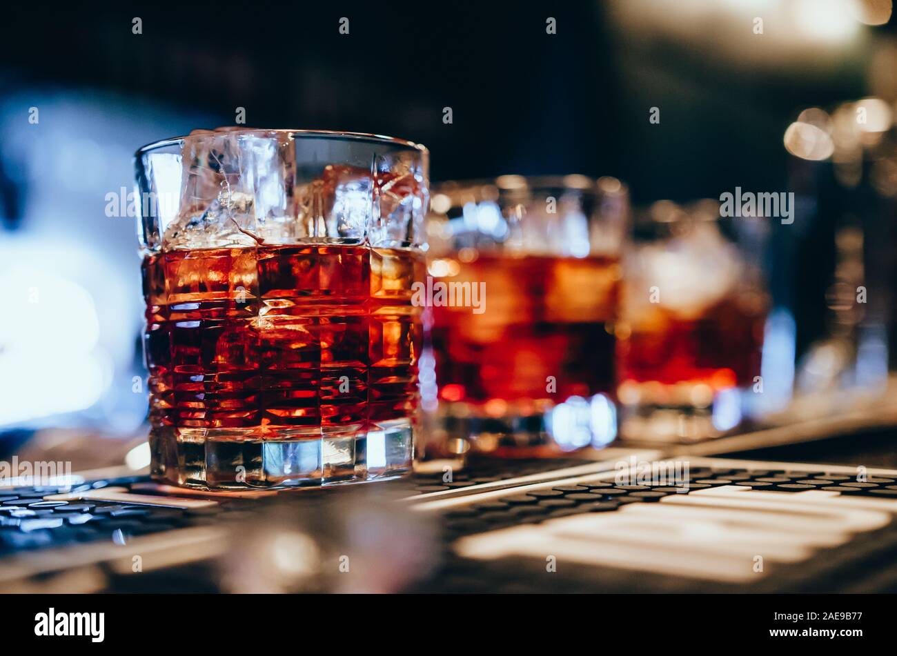 Glasses with red cocktail in an old-fashioned glass Stock Photo