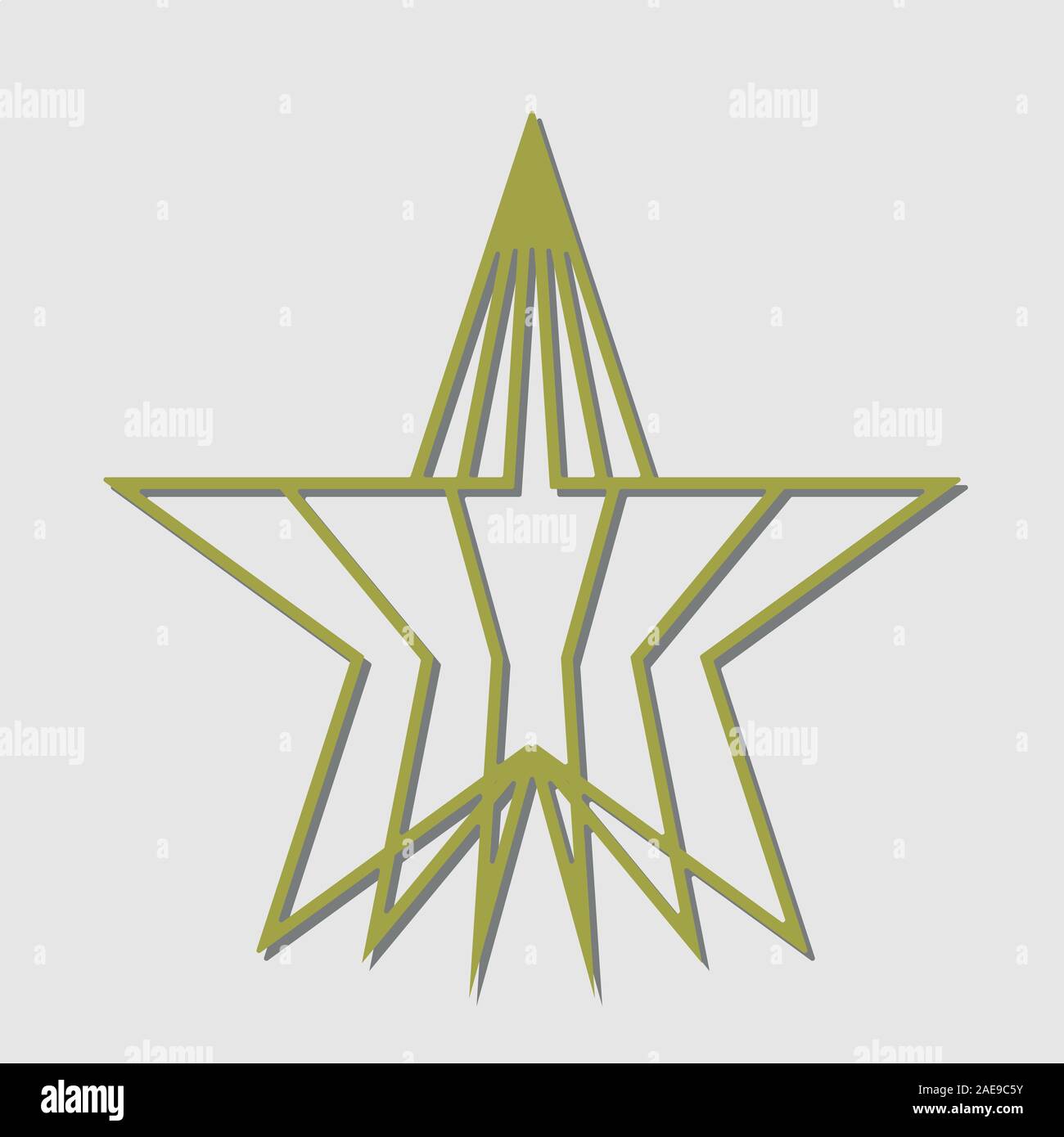Golden star, minimal vector illustration with depth Stock Vector