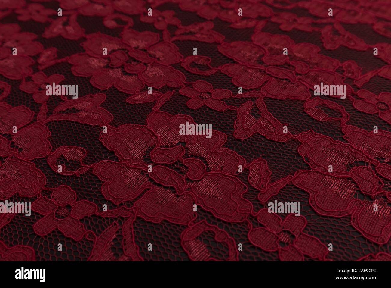 Beautiful red fabric with floral pattern and textile texture background ...