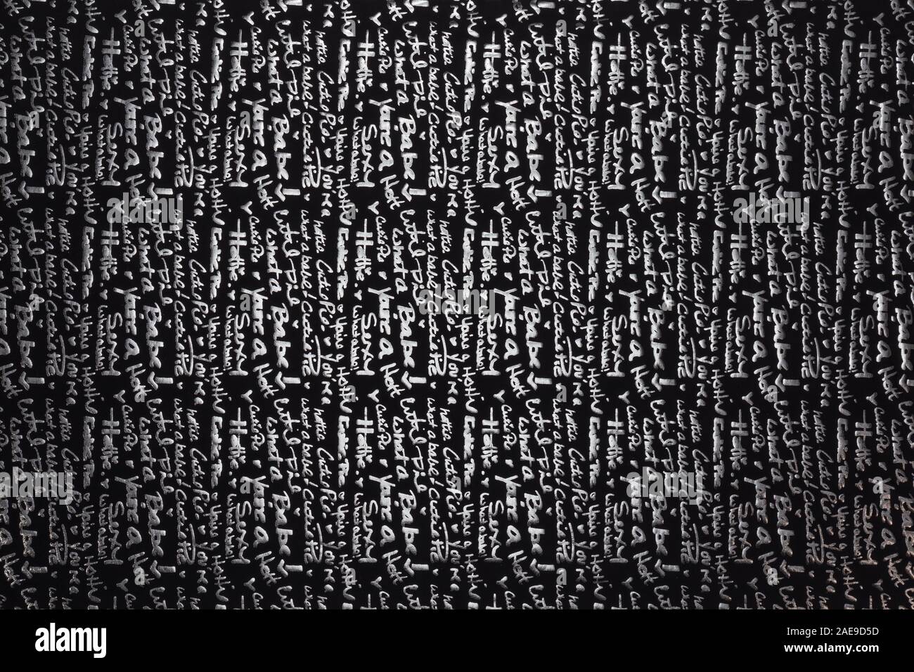 Beautiful black fabric with white pattern and textile texture background Stock Photo